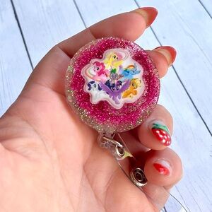 Mane Six My Little Pony Glitter Handmade Resin Nurse Badge Reel